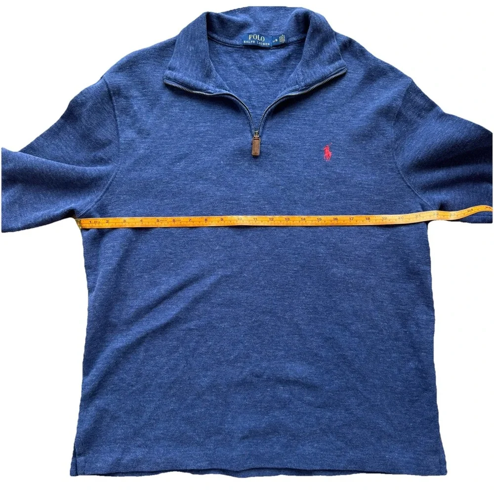 POLO RALPH LAUREN Men's 100% Cotton 1/4 Zip Knit Pullover‎ Blue SZ Large
